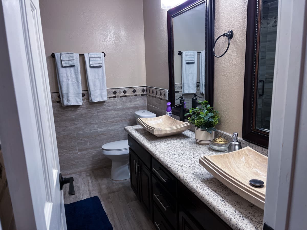 Main bathroom with double vanity